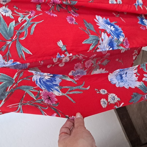 Band of Gypsies Red Wrap Tie Front Maxi Dress Floral Print Size Small - Picture 6 of 8